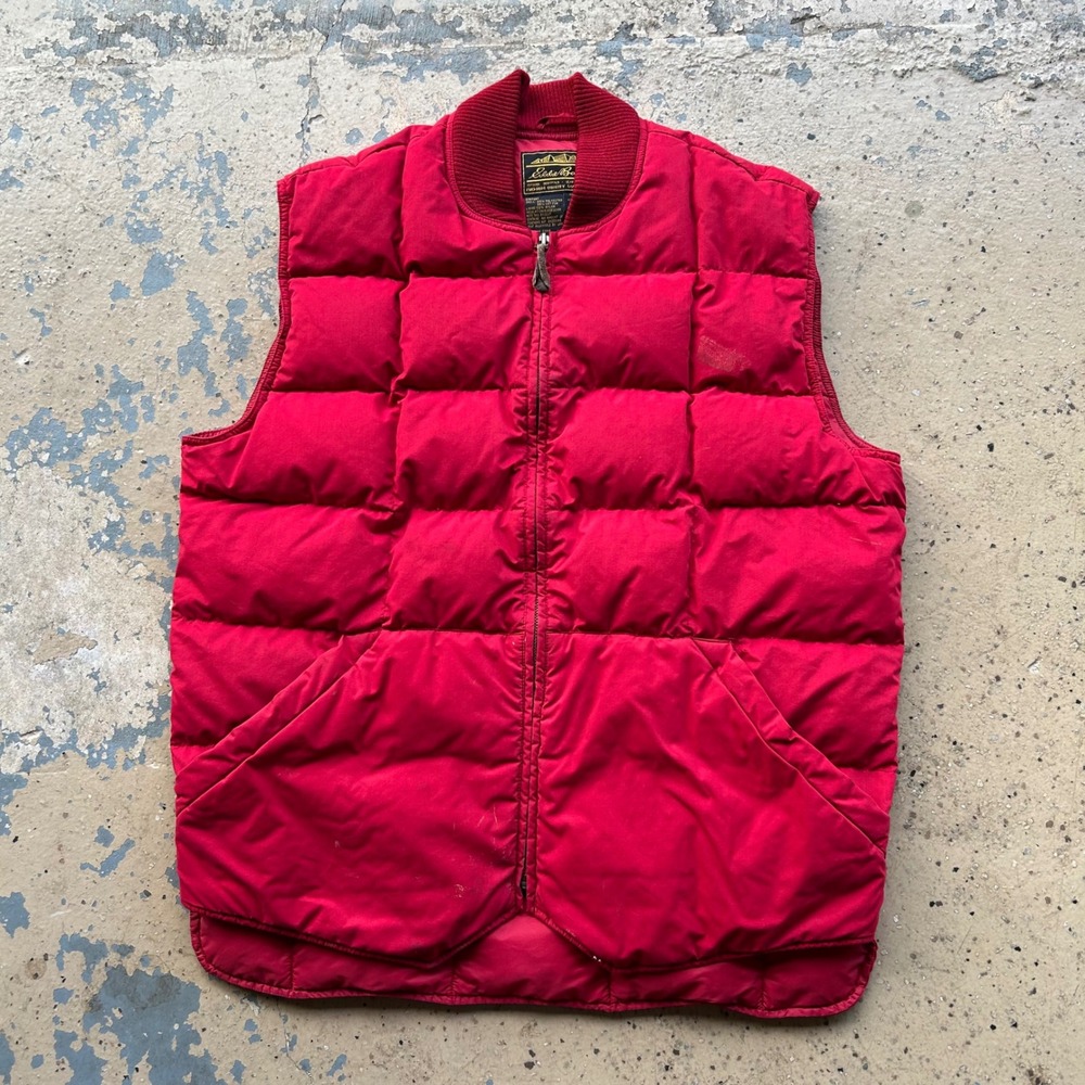 Eddie Bauer Vintage Downlight Vest Mens Large Tall Red Goose Down Quilted Puffer